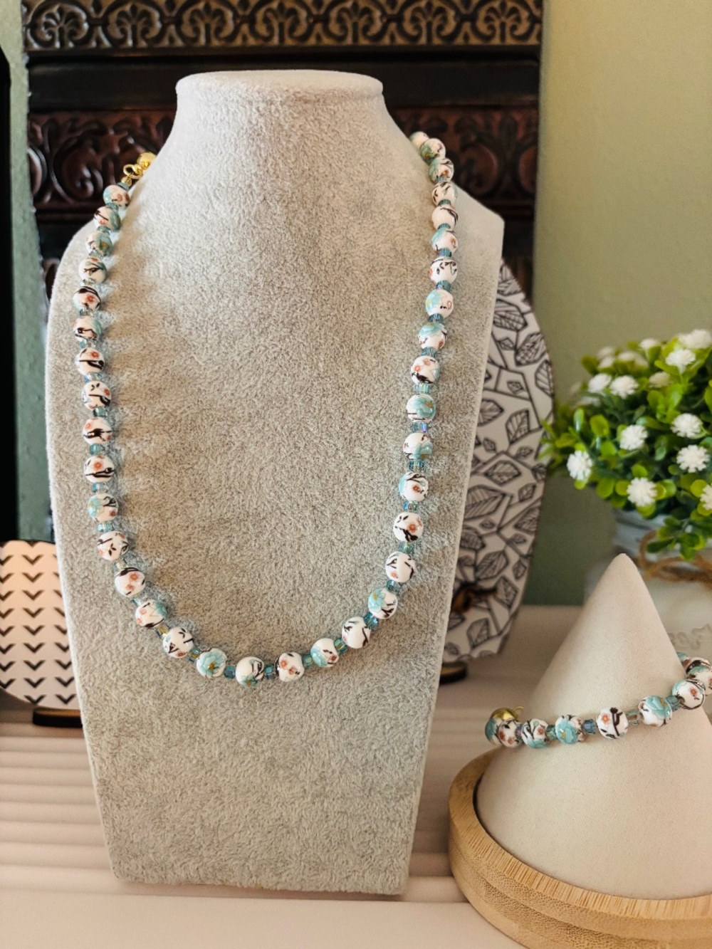 Bar By Alexa Rae Plumeria Necklace and Bracelet Set - Summer Waters
